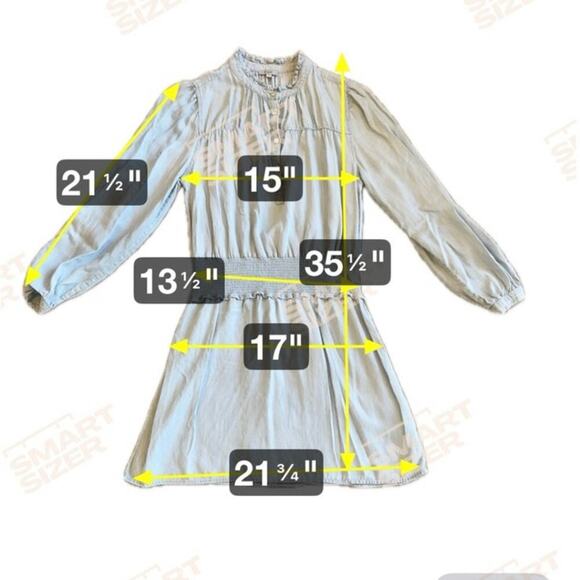 Rails Chambray Ruffle Trim Light Vintage Blue Shawna Mini Dress EUC Small - Picture 5 of 8